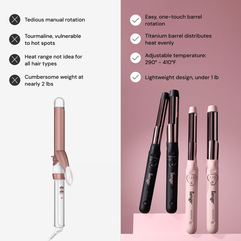 LANGE Curling Wand in Blush Pink and Metallic Barrel Lange Le Curl Titanium Curling Wand Model HT0266 Blush (pink  main image 4