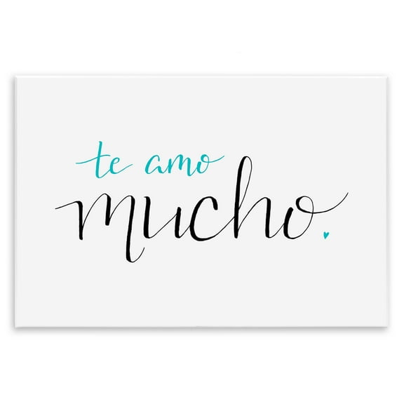 Stupell Industries Te Amo Mucho Turquesa Inspirational Quotes & Sayings Painting Unframed Art Print Wall Art, 15 x 10