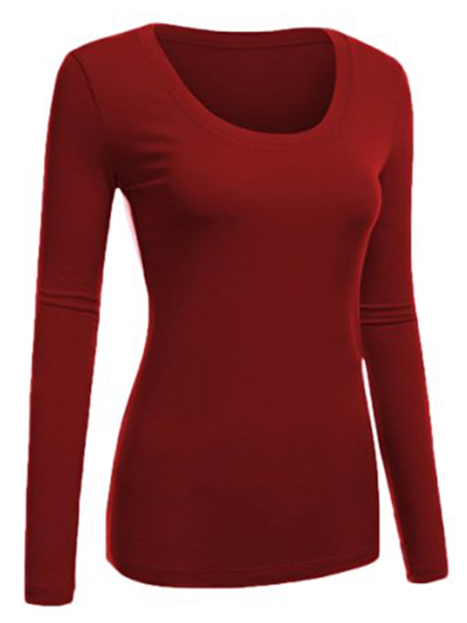 Scoop Neck Long Sleeve TShirt Tee 