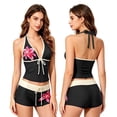 thumbnail image 5 of mgoYE Women's 2 Piece Floral Tankini Swimsuits Tummy Control Backless Halter Bathing Suit Tie Side Beachwear Womens Bathing Suits Size L, 5 of 7
