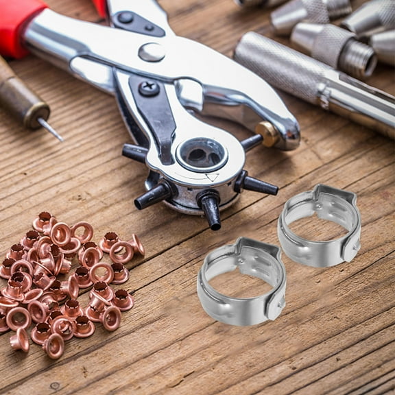 Hytrove 50Pcs Pex Crimp Rings Stainless Steel Single-Ear Band for Securing Hoses and Pipes 1.80X1.50X0.70in