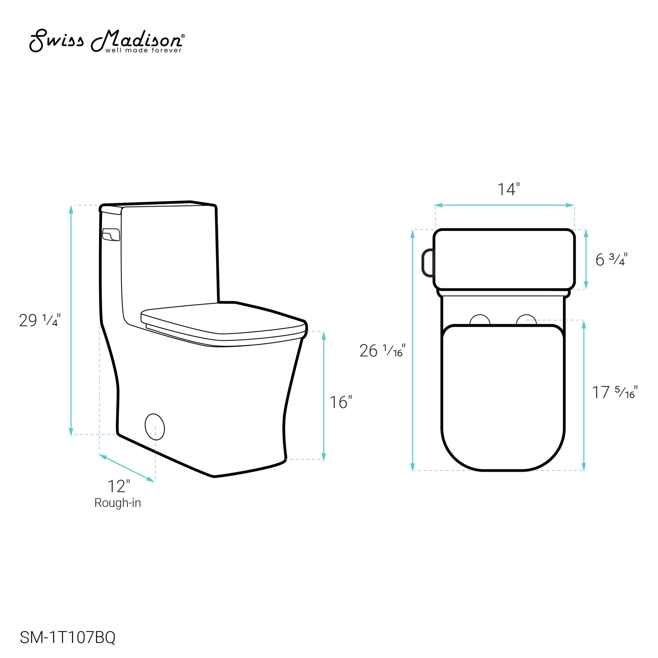 Concorde One Piece Square Left Side Flush Handle Toilet 1.28 gpf in Bisque