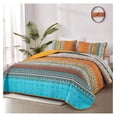 thumbnail image 2 of TiaGOC Orange Quilt Set Queen Size, Stripe Bohemian 3 Pieces Quilts Bedspread Set Boho Lightweight Microfiber All Season Bedding Coverlet Set for Queen Bed (96"x90"), 2 of 7