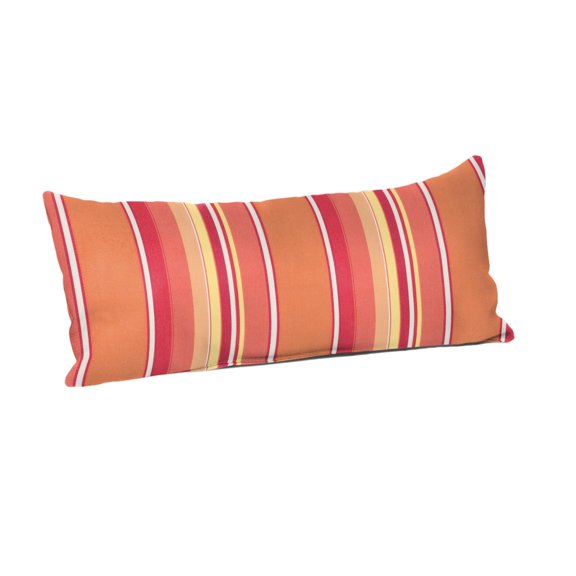 Casual Cushion Stripe Sunbrella® Fabric 1-Piece Outdoor Rectangle Throw Pillow, 22"W x 9"L, Dolce Mango