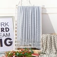 thumbnail image 3 of Ntbay Acrylic Knitted Throw Blanket with 7" Tassels, Lightweight and Soft Cozy Decorative Woven Blanket for Travel, Couch, Bed, Sofa, 51" x 67", Light Gray Checkered, 3 of 6