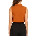 thumbnail image 3 of INSPIRE CHIC Sleeveless Collared Business Work Bodysuit Tops for Women's Button Down Leotard Shirt S Orange, 3 of 6