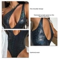 thumbnail image 6 of One Piece Bathing Suit One Shoulder Breathable Comfortable Women One Piece Swimsuit for Beach Swimming Navy Blue L, 6 of 6