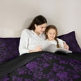 thumbnail image 5 of jejeloiu Victorian Baroque Print Bedding Comforter Set,Retro Damask Floral Twin Comforter Sets,Purple Black Bedding Set For Girls Boys,Uper Cozy Room Decor Reversible,2pcs, 5 of 8
