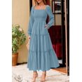 thumbnail image 2 of Vestido Maxi PRETTYGARDEN con Mangas Largas, Cintura Fruncida y Volantes Talla S, 2 of 7