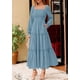 thumbnail image 2 of Vestido PRETTYGARDEN Otoño 2025 Maxi de Manga Larga Azul Polvoriento XL, 2 of 7