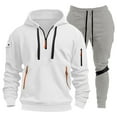 thumbnail image 4 of SGMVNU Sweatshirts for Men Tracksuit Set Hooded Half Zip Sweatshirt Jogger Set Long Sleeve Hoodie with Sweatpants Workout Wear Casual Athletic Jogging Suit for Men(White, M), 4 of 4
