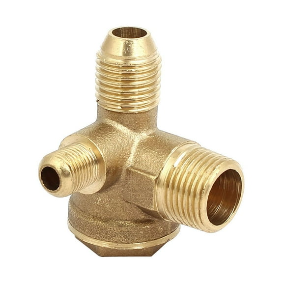 Unique Bargains 16mmx14mmx10mm Male Threaded Brass Air Gas Compressor Check Valve Gold Tone