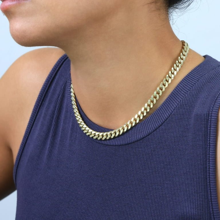 Nuragold 10k Real Yellow Gold Miami Cuban Link Chain