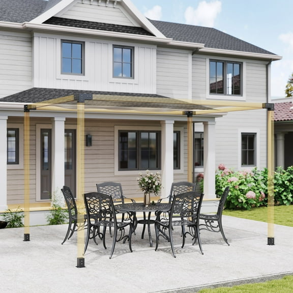 Outsunny DIY Pergola Kit, Pergola Brackets with 3-Way & 4-Way Corner Brackets and Post Base for 4"x4" (Actual 3.6"x3.6") Lumber, 8 PCS