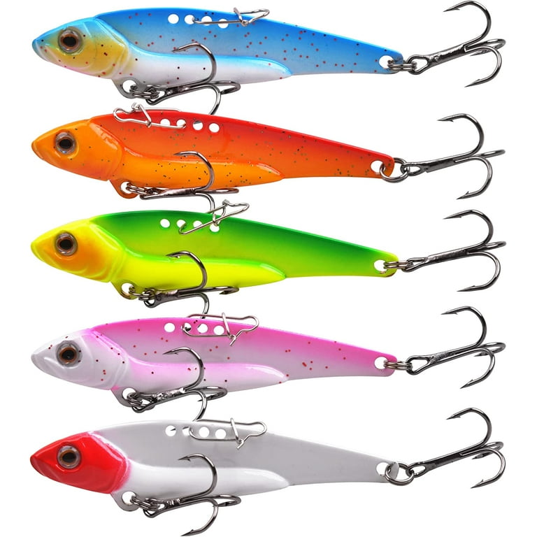 Blade Baits Fishing Lures Kit Metal Spinner Spoon Blade for Bass Walleye  Trout Fishing Lures with Treble Hooks for Saltwater Freshwater 