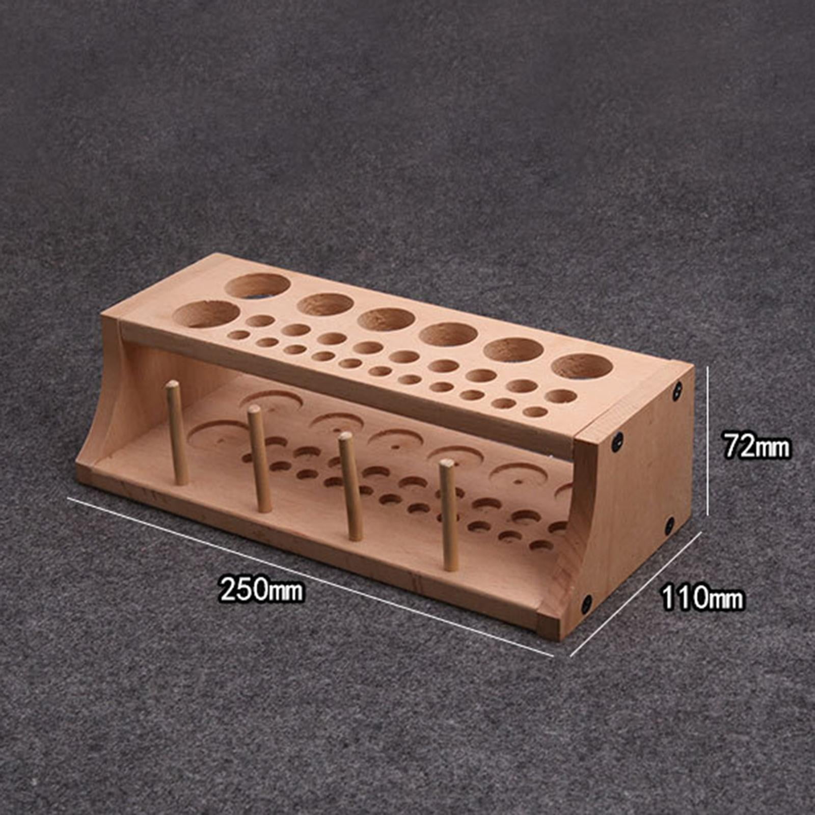 Wooden Leathercraft Tool Holder Organizer Stamping Making Punching Tools Storage Shelf Holder Stand for Painting Brush, Wood 27 Holes