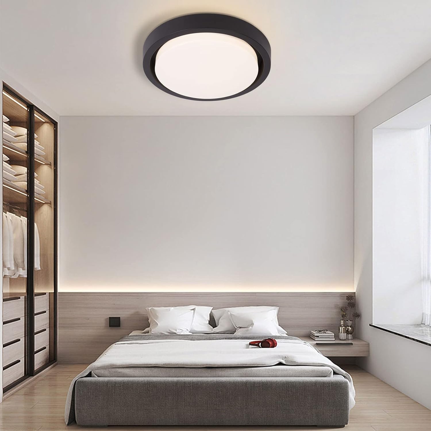 Modern LED Ceiling Light, 12.5"/32cm Dia, Round Flush Mount Ceiling Light Fixtures Flush Mount Ceiling Light for Bedroom, Kitchen, Hallway, Laundry Room, Bathroom, White