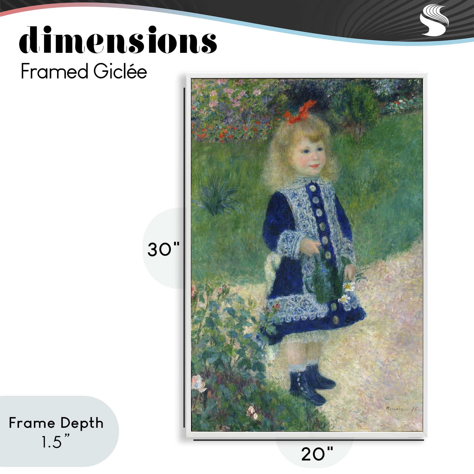 Stupell Industries Girl With Watering Can White Framed Giclee Art, design by Tina LeCour