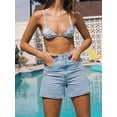 thumbnail image 2 of EMMIOL Women's High-Mid Waisted Stretchy Denim Shorts Basic Wash Solid Casual Boyfriend Y2K Jorts for Summer, 2 of 6
