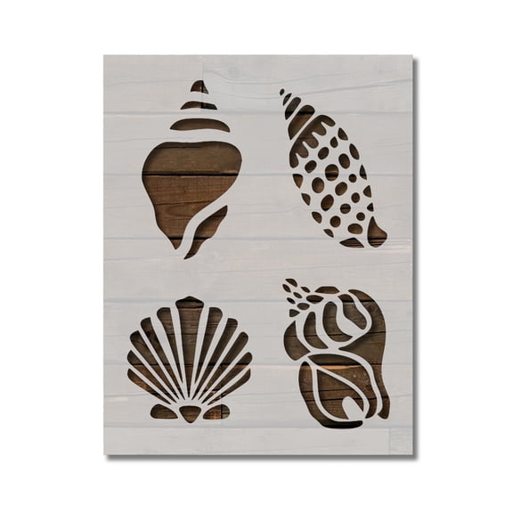 Various Sea Shells Option 1 Stencil Template Reusable 8.5 x 11 Inches for Painting on Walls, Wood, Arts and Crafts by Stencilville