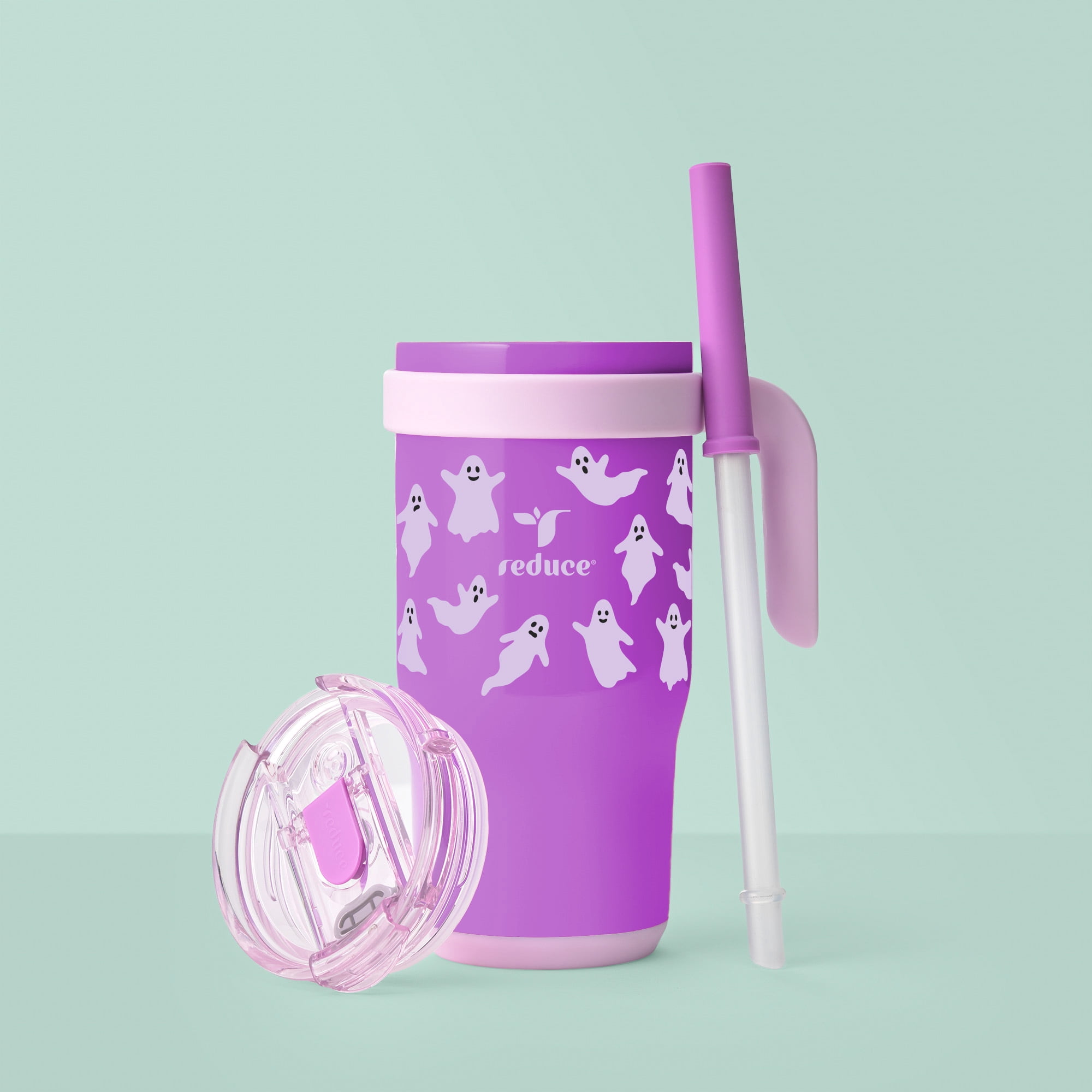 Reduce Coldee Kids 18 oz Halloween Tumbler with Spill-Proof Straw & Handle. Insulated Stainless Steel, Booberry