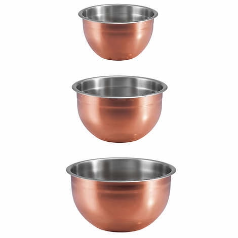 Zuccor 3 Piece Premium Stainless Steel with Copper Plated Exterior Mixing  Bowl Set - 12.5