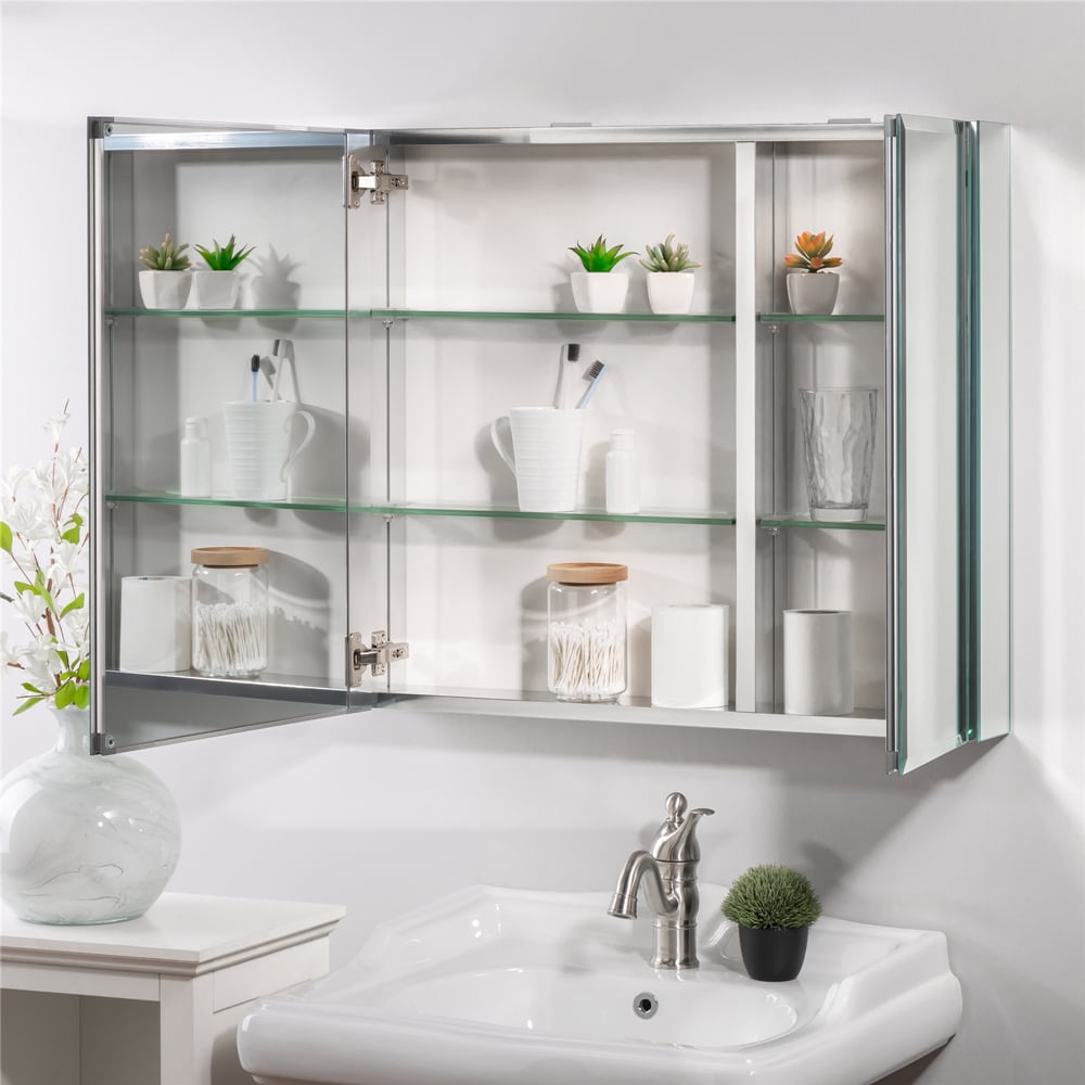Private Jungle 30 Inch x 26 Inch Medicine Cabinet with Mirror, Aluminum Mirror Cabinet with Single Door, Bathroom Medicine Cabinet, Surface Mount or Recess Installation(Silver) Private Jungle 30 Inch x 26 Inch Medicine Cabinet with Mirror, Aluminum Mirror Cabinet with Single Door, Bathroom Medicine Cabinet, Surface Mount or Recess Installation(Silver)