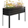 thumbnail image 6 of Lumiparty Galvanized Raised Garden Bed with Legs & Water Storage, 50×32×17 in Metal Planter Box, Outdoor Raised Garden Beds Gardening, Durable Planter Raised Beds, Black, 6 of 7