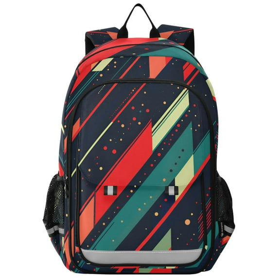 FORMRS Unisex School Backpack 17" Student Travel Bag with Laptop Compartment, Orange Abstract Lines