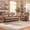 Dark Brown, variant on Ebello Manual Recliner Loveseat Sofa, 2-Seater Vintage Rivet Design Reclining Couch with Center Console, Hidden Storage & Cup Holders for Living Room, Greenish Gray