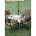 thumbnail image 4 of Outdoor Tablecloth with Umbrella Hole for Patio/Picnic/Party/Camping, Black Gradient Waterproof Table Cloth Square Cover Washable, Abstract Polka Dots Vintage Modern Art (54"x 54"), 4 of 8