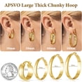 thumbnail image 4 of APSVO 4 Pairs 18K Gold Plated Hoop Earrings for Women Big Large Extra Chunky Post Hypoallergenic Earrings Set Birthday Graduation Jewelry Gifts Her Wife Mom Girlfriend Ideas 20/30/40/50MM, 4 of 6