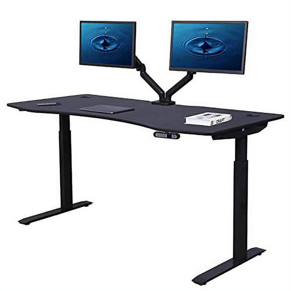ApexDesk Elite Series 60" W Electric Height Adjustable Standing Desk (Bamboo Top, Black Frame)