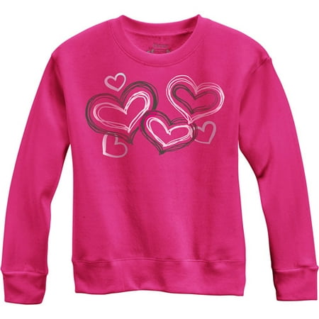 Hanes - Girls' Glitter Fleece Crew Sweatshirt