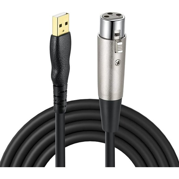 Yirtree USB Microphone Cable USB Male to XLR Female Mic Link Converter Cable Studio Audio Cable Connector Cords Adapter for Microphones or Recording Karaoke Sing 2 3M