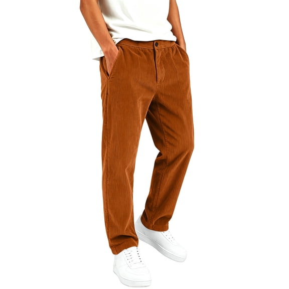 Hurxie Boys Corduroy Pants Kids Regular Fit Dress Trousers with Pockets