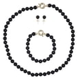 thumbnail image 1 of Set 3 Piezas Collar, Pulsera y Aretes Perla de Mallorca 8mm 45cm | Negro, 1 of 5