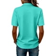 thumbnail image 4 of Dwellite Polo Shirts for Women Golf Button Collared Summer Short Sleeve Tops Lightweight Work Polo Shirt Blouses Cyan XL, 4 of 5