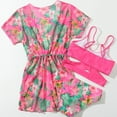 thumbnail image 7 of Staki Girls Three Piece Swimsuit Girls Swimsuits 3 Piece Bathing Suit with Cover Up Tropical Flower Swimwear for Hawaiian Holiday 8-12Y(Hot Pink,11-12 Years), 7 of 7