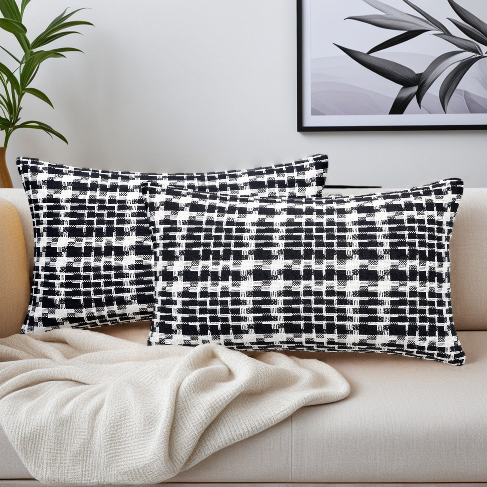 Unique Bargains Pack of 2 Decorative Throw Pillow Covers 20" x 12" Black