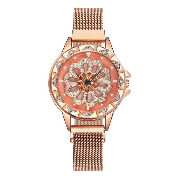 Reloj esfera giratoria magnética de 360 degree para mujer, Sunnimix reloj de diamantes para mujer