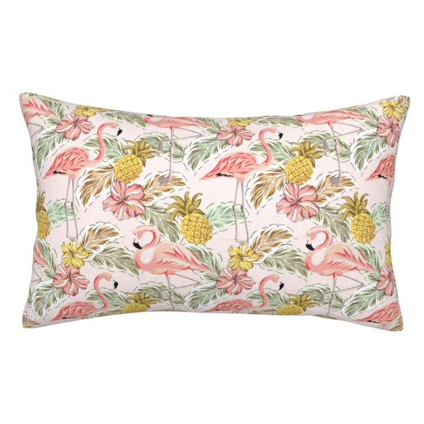 Fotbe Tropical Pink Flamingo Pineapple Funda de Almohada Decorativa Estilo Occidental, Lujo en Algodón, Fundas para Almohadas King, Cojín Estampado para Decoración del Hogar-20"x30"