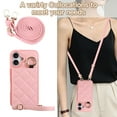 thumbnail image 6 of ELEHOLD Case for iPhone 16 Plus,Detachable Lanyard Crossbody Leather Wallet Case with Ring Holder & Mirror,Pink, 6 of 7