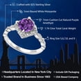 thumbnail image 2 of Gem Stone King 1.74 Cttw Purple Amethyst and Moissanite Solitaire Ring for Women | 925 Sterling Silver | Cushion Cut 7MM | Gemstone Birthstone | Available in Size 5, 6, 7, 8, 9, 2 of 5