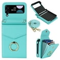 thumbnail image 1 of Compatible with Samsung Galaxy Z Flip 4 5G Wallet Case, with Card Holder, Ring Holder RFID Blocking PU Leather Wristband & Crossbody Strap Protective Case for Samsung Galaxy Z Flip 4, Green, 1 of 7