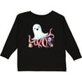 thumbnail image 3 of Inktastic Cute Ghost Octopus Trick or Treating with Bat Boys or Girls Long Sleeve Toddler T-Shirt, 3 of 5
