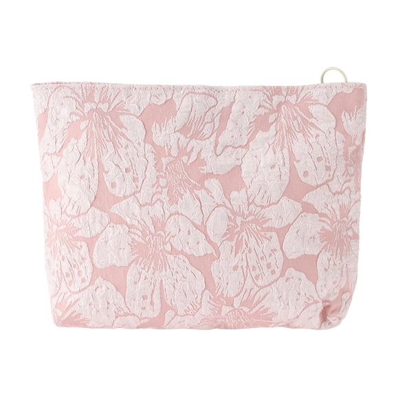 Vocoste 1 Pc Women Embroidery Cosmetic Bag for Outdoor Activities Business Travel Pink Canvas