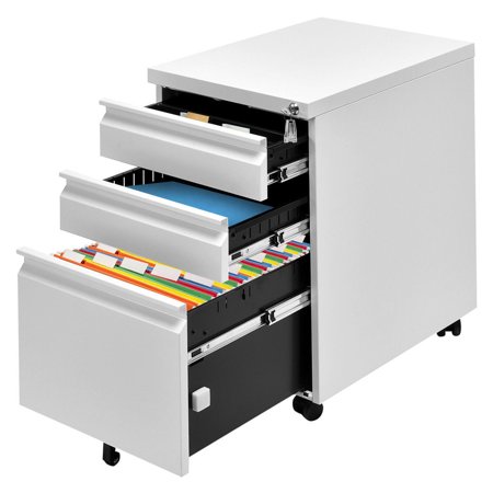 Gymax White Home Office 3 Drawers Mobile File Cabinet Rolling A4 Gymax White Home Office 3 Drawers Mobile File Cabinet Rolling A4