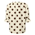 thumbnail image 5 of Sillenn Women's Polka Dot Blouse Tie V Neck Ruffle Cuff 3/4 Sleeve Casual Loose Fit Summer Shirts Lightweight Vintage Office Dressy Casual Tops Trendy Elegant Vacation Basic Polka Dot Tops Beige L, 5 of 8