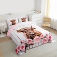 thumbnail image 4 of Feelyou 3D Brown Cow Bedding Comforter Set for Teen, Romantic Pink Rose Twin Comforter Sets, Rustic Lodge Cabin Reversible Bedding Set, Luxury Bedroom Decor, 2 Pieces, 4 of 9